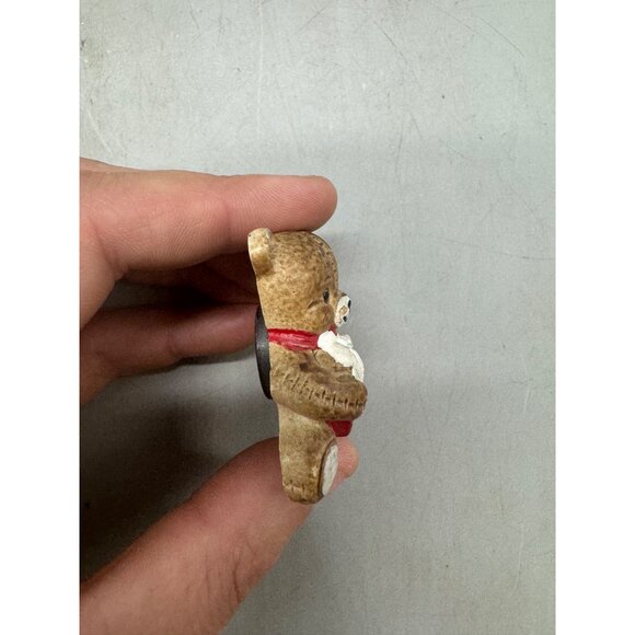 Teddy Bear Refrigerator Magnet present brown red Christmas READ - Picture 4 of 5